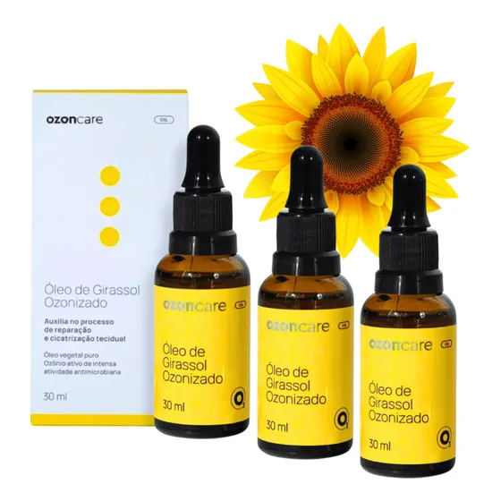 Kit 3 Óleo Ozonizado De Girassol Ozônio 30ml Philozon