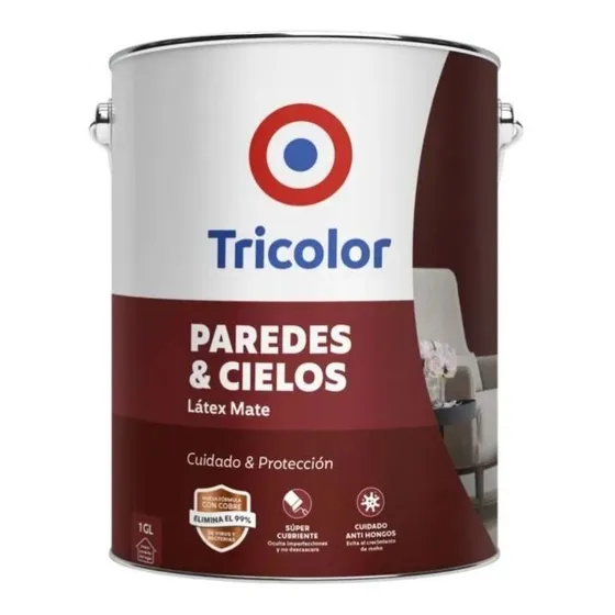 Pintura De Látex Tricolor Paredes & Cielos Color Único Color Con Acabado Mate De 1l