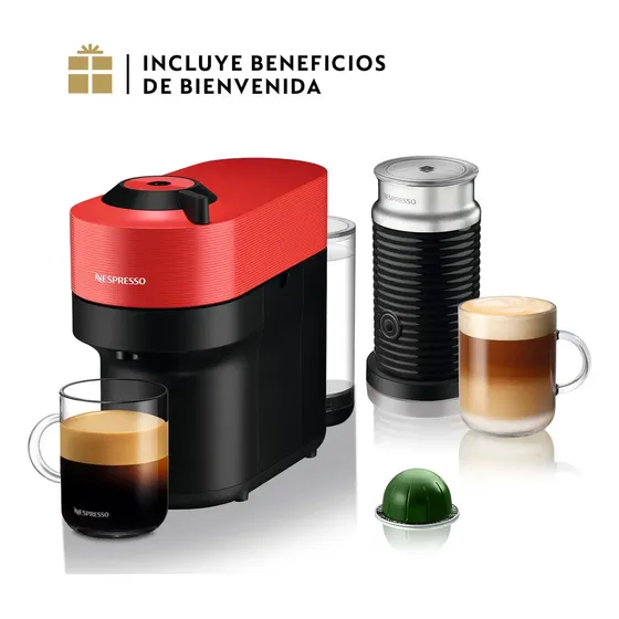 Cafetera Nespresso Vertuo Pop Con Espumador De Leche Color Rojo