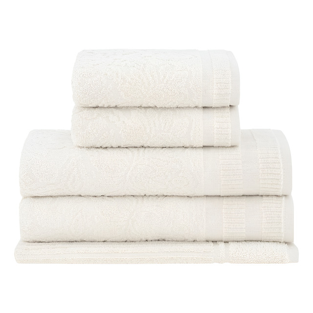 Jogo De Toalhas Banho Buddemeyer Botanique Extra Soft 5 Cor Marfim
