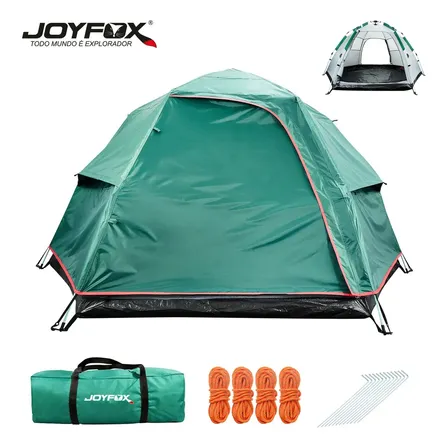 Barraca Camping Impermeavel 3000mm Automática Joyfox 5-6 Pessoas Grande Família 280*240*150cm Ventilação Verde