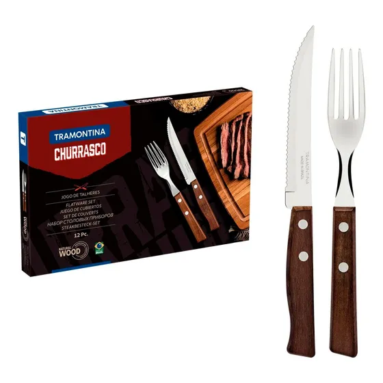 Set De Cubiertos Tramontina Para Asado Acero Inox 12 Piezas