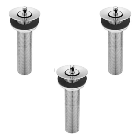 Kit 3 Válvula Lavatório Longa P/ Cuba Pia De Metal 11cm