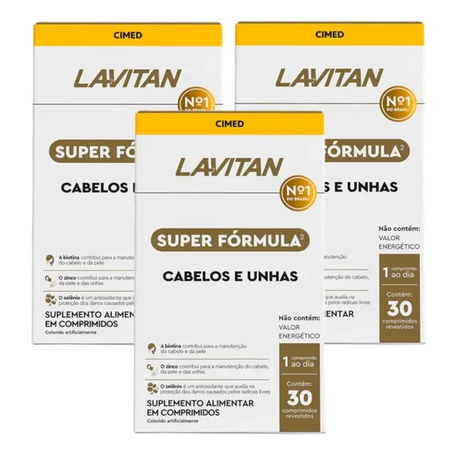 Lavitan Super Fórmula Cabelos E Unhas 3 Cx De 30 Comp. Cada