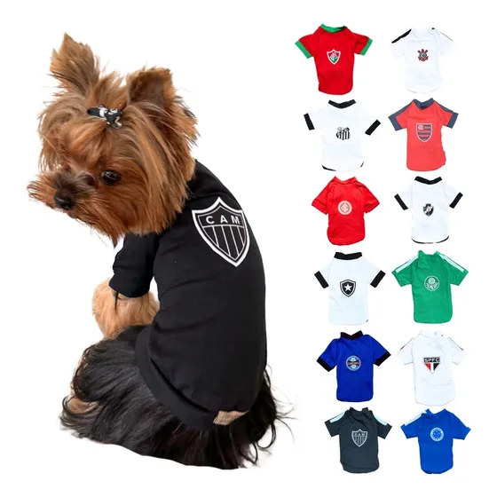 Camiseta De Futebol Para Pet Roupa De Time Cachorro E Gato