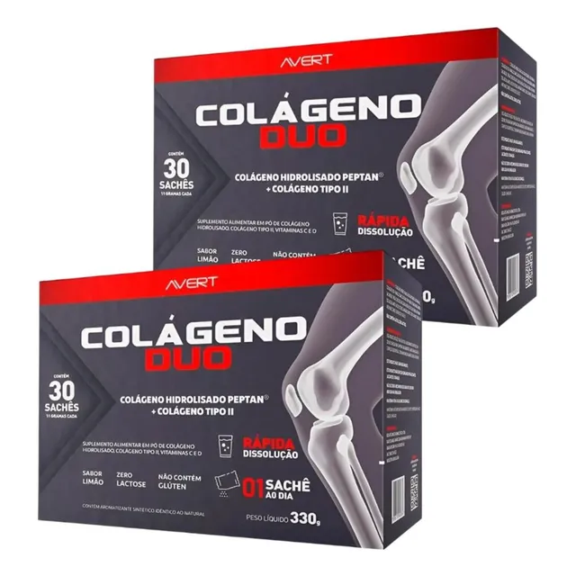 Kit Colágeno Duo Sabor Limão Com 2un De 30 Sachês De 11g Cd
