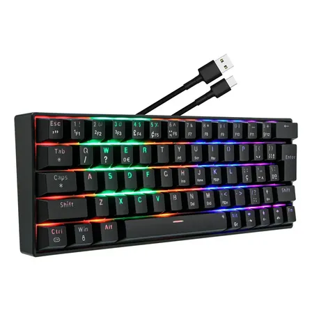 Teclado Mecânico Gamer Tkl 60% Switch Blue Anti Ghosting Usb