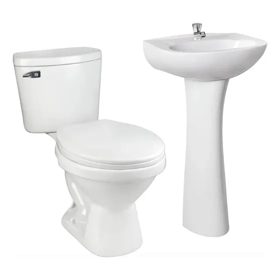 Sala De Baño Wc Descarga 30cm Lavamanos-pedestal Eco Dechaus Blanco