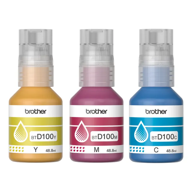Kit De 3 Tintas Originales Brother Serie Btd100 Y, C, M