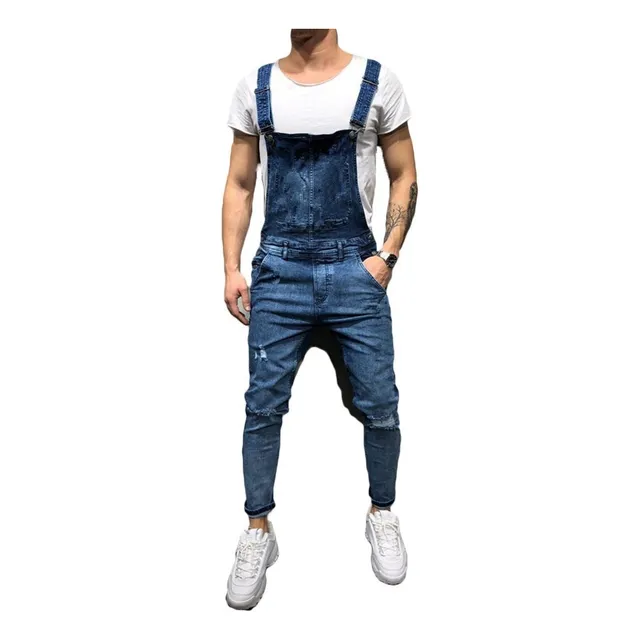 A Macacão Jeans Masculino Com Bolso Interno No Peito