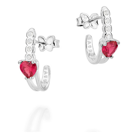 Brinco Meia Argola Oval Cravejada Por 8 Zirconias 820267 Brinco Meia Argola Oval Cravejada Por 8 Zirconias 820267