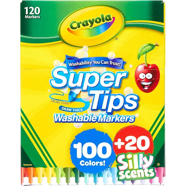 Plumones Crayola 100 Super Tips + 20 Con Aroma 120 Unidades
