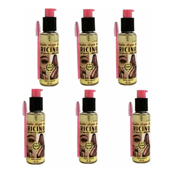 X 6 Aceite Ricino 100 % Natural 60 Ml + Aplicadores