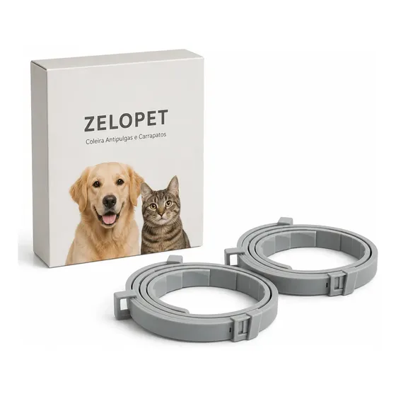 Kit 2 Coleira Zelopet Antiparasitária 62cm Ajustável