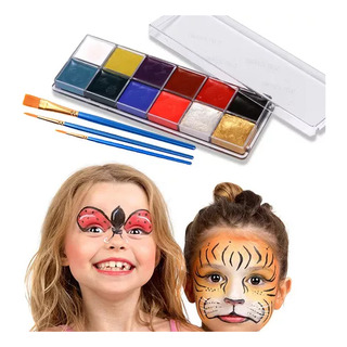 12 Cores Tinta Facial Corporal Paleta Com Canetas E Modelo 12 Cores Tinta Facial Corporal Paleta Com Canetas E Modelo