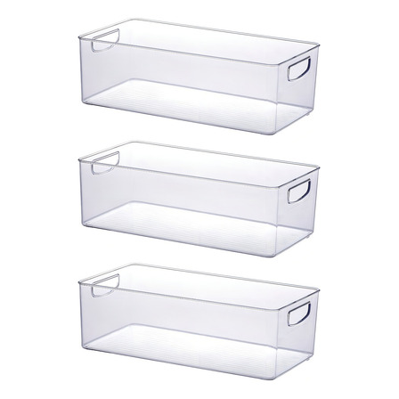 Organizador Geladeira Cozinha Acrílico 40x21x13 Cm Kit 3 Un Cor Transparente Organizador Geladeira Cozinha Acrílico 40x21x13 Cm Kit 3 Un Cor Transparente