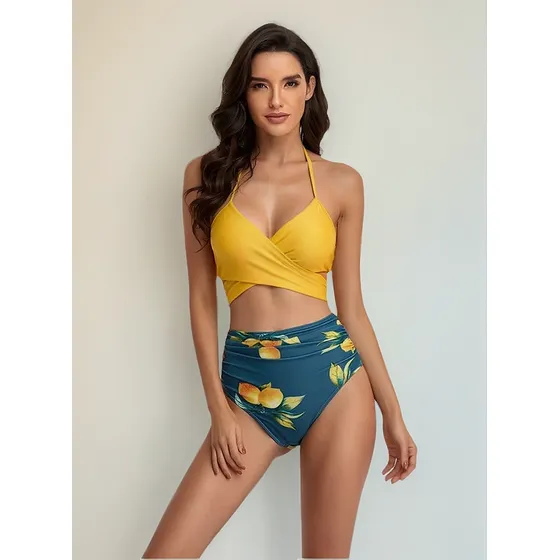 Traje De Baño Mujer Bikini Dos Piezas Lima Rojo