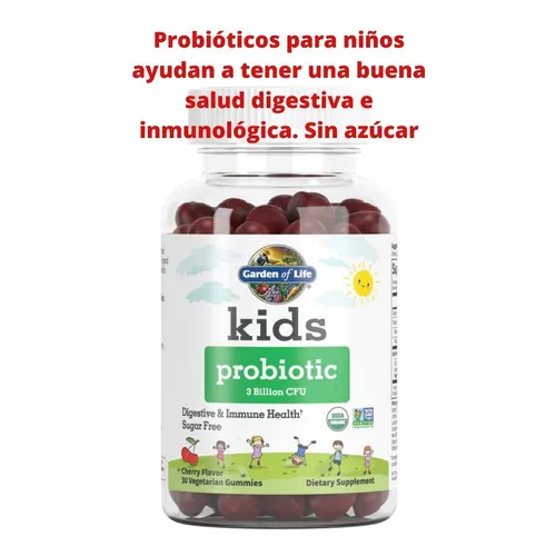 Probioticos Garden Of Life Niños Salud  Digestiva Sin Azucar Sabor Cereza