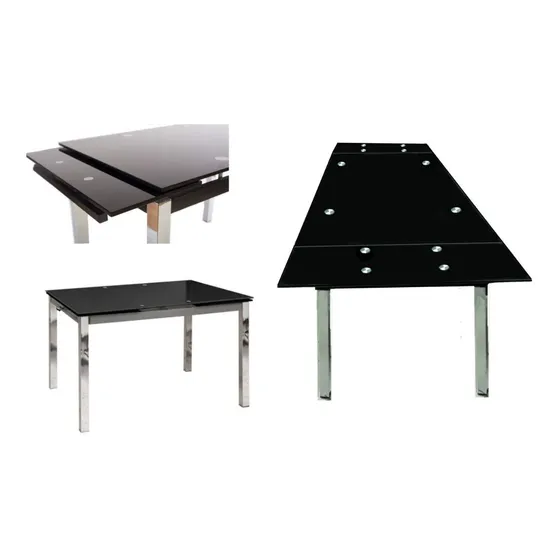 Mesa Comedor Vidrio Ng Extensible 1.10mt/1,70m Base Cromada