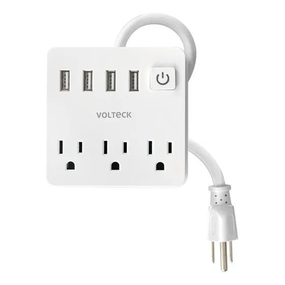 Multicontacto 3 Entradas 4 Puertos Usb Volteck Mul-3u Blanco