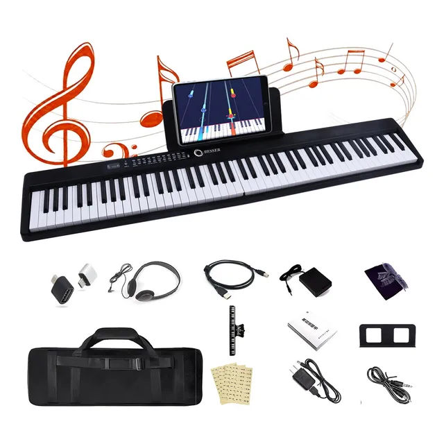 Besser Bluetooth Midi 88 Teclas Teclado Musical Piano Electrónico Color negro