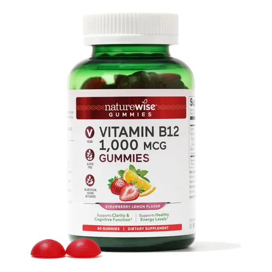 Gomitas De Vitamina B12 Naturewise, 1000 Mcg, Fresa Y Limón