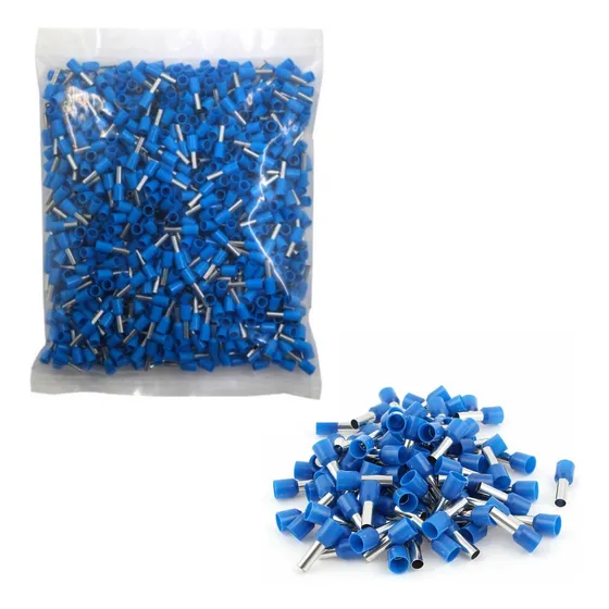 1000 Peças Terminal Tubular Ilhós Simples 2,5mm Cor Azul
