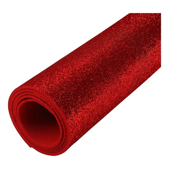 5 Folhas Eva Com Glitter 40x47 Artesanato, Escolar, Decorar Cor Vermelho