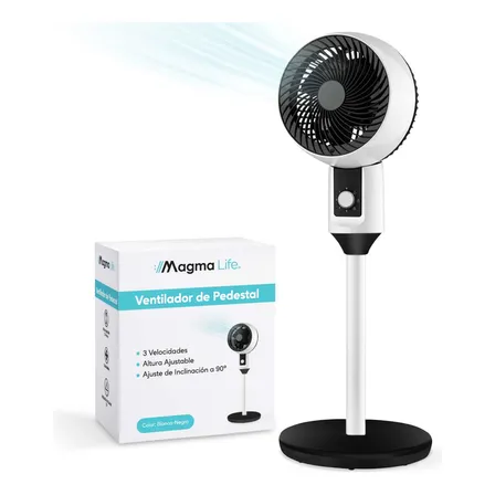 Magma Life Ventilador De Pedestal 45w3 VelocidadesAltura AjustableCirculación De Aire PotenteOscilación 50° Y... 45 25 Cm Negro Blanco Plástico