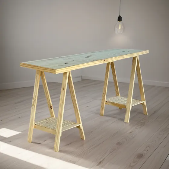Escritorio Pc 1,60 Caballete Nordico Escandinavo Madera Pino