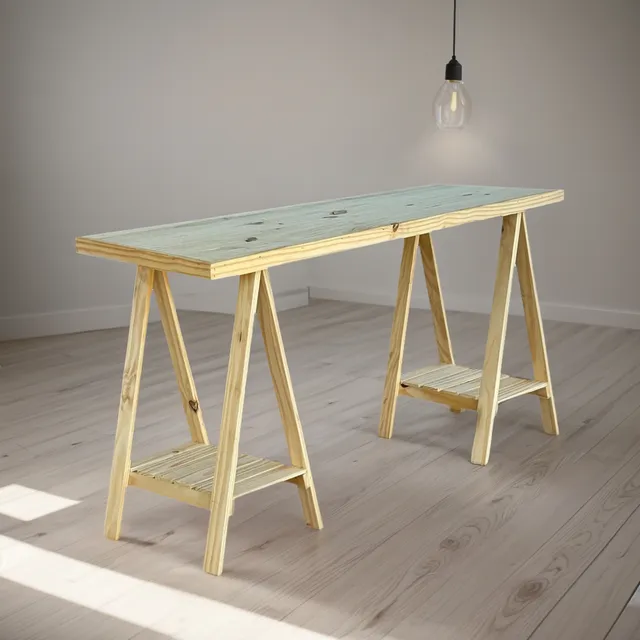 Escritorio Pc 1,60 Caballete Nordico Escandinavo Madera Pino