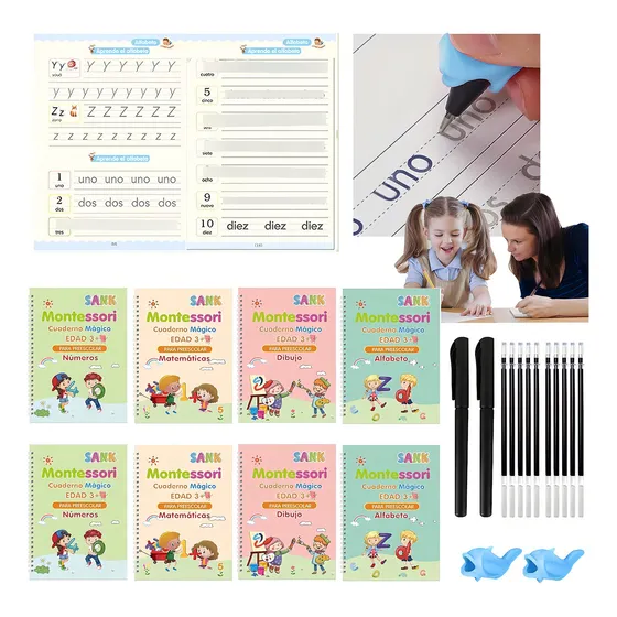 32pz Cuaderno Magico Caligrafía Reutilizables Español Niños
