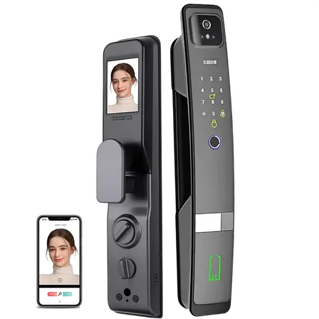 Fechadura Digital Inteligente Wifi Com Reconhecimento Facial Cor Grafite