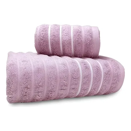 Jogo De Toalha 2 Banho E Rosto 100% Algodão 450g/m² Cor Rose Lisa Liso