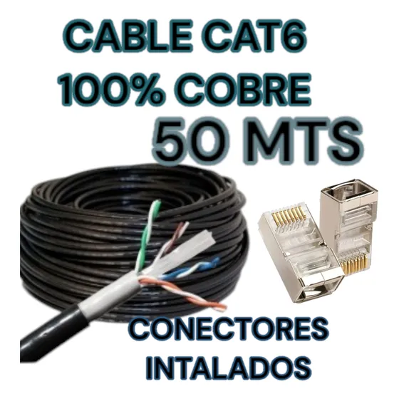 Rollo De 50 Metros Cable Utp Cat6  100% Cobre