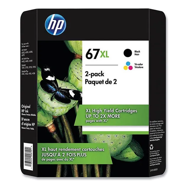 Hp 67xl Cartucho De Tinta  Color Negro, Tricolor 2 Unidades