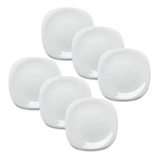 Jogo 6 Pratos De Sobremesa Branco De Vidro Bormioli Temperado 20cm Jogo 6 Pratos De Sobremesa Branco De Vidro Bormioli Temperado 20cm