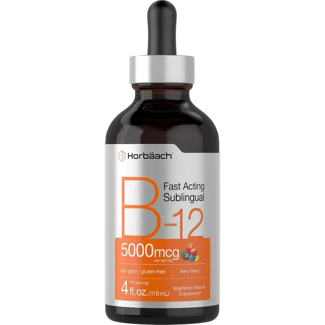 Vitamina B12 Sublingual Liquida 5000 Mcg Sabor A Bayas