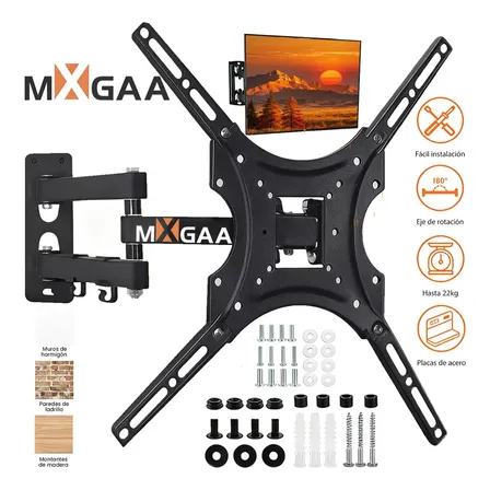 Soporte Articulado MXGAA X-400 para TV 15 a 55" con Inclinación y Giro, Negro