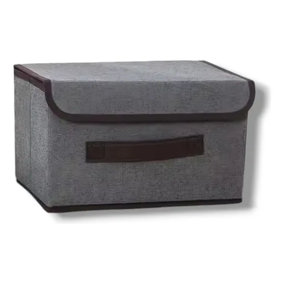 Organizador De Ropa Caja Con Tapa Guardado Placard Madrid Color Gris