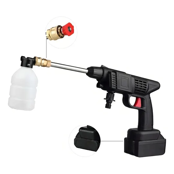 Hidro Lavadora Portátil Recargable 48v De Alta Presión Acces Color Negro