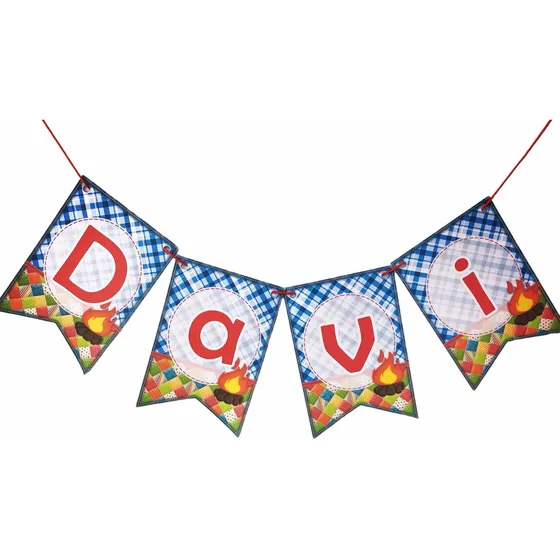 Decoração Festa Junina-  Bandeirinha Varal Colorido Nomes