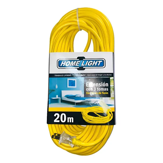 Extension Electrica Vulcanizado 20 Metros Home Light Amarillo | Cuotas sin interés