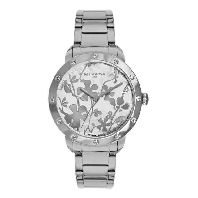 Reloj Nivada Mujer Floral Plateado