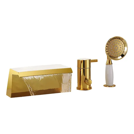 Rhynil Grifo Bañera Dorado Laton Cascada Ducha Mano Para Una