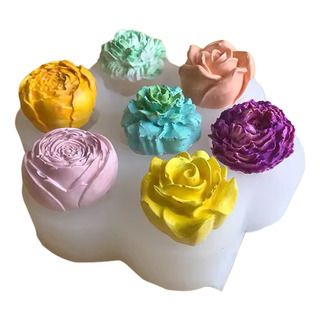 Molde 7 Cavidades Flores Rosa Peonia Gerberia Fondant Vela Molde 7 Cavidades Flores Rosa Peonia Gerberia Fondant Vela
