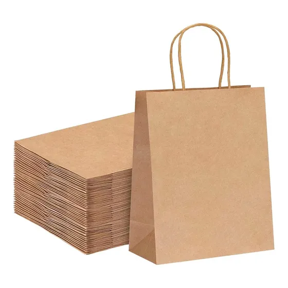 Bolsas De Papel Madera Kraft Stendy Con Manija Retorcida 20x18x8cm Pack X50 Unidades