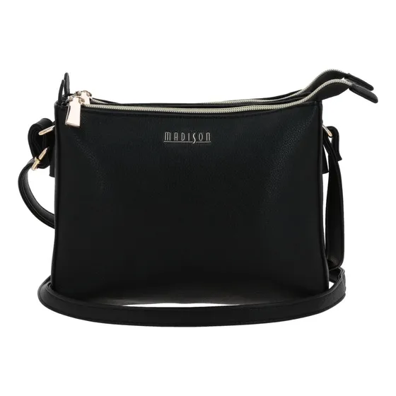 Bolso Crossbody Chenson Madison Modelo Floresia Md25113-3 Acabado De Los Herrajes Níquel Color Negro Correa De Hombro Negro Diseño De La Tela Liso