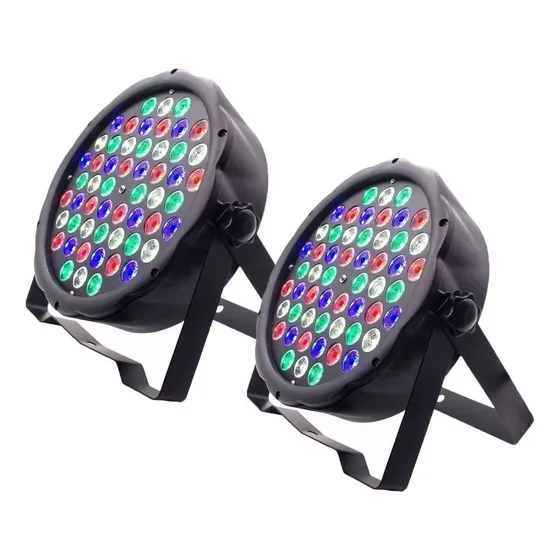Kit 2 Luz Led Par 64 Rbgw 54 Leds 3w Dmx Digital Strobo