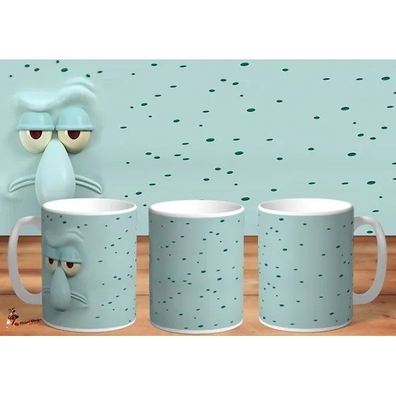 Taza De Ceramica Bob Esponja Calamardo 3d 4k Art